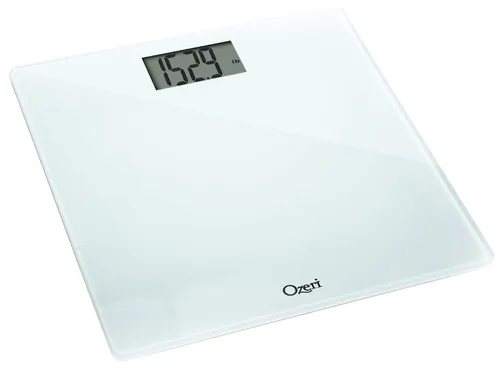 Vista 3 de Ozeri Báscula de baño de precisión 440 libras 4409lbs en vidrio templado con tecnología de sensor de 176oz 01 libras 01lbs y tara para bebés