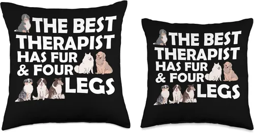 Vista 3 de Best Therapist Fur Four Legs Pet Dog Animal Therapy Lover Throw Pillow, 18x18, Multicolor
