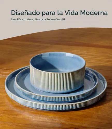 Vista 2 de GBHOME Stoneware Dinnerware Sets for 4, 12-Piece Plates and Bowls Set