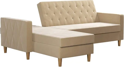 Vista 10 de CosmoLiving by Cosmopolitan Liberty - Futón de terciopelo marfil