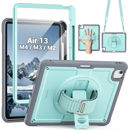 Vista 12 de SEYMAC Funda protectora a prueba de golpes para iPad Air de 11 pulgadas M4, M3, M2 (2026/2025/2024), funda protectora a prueba de golpes