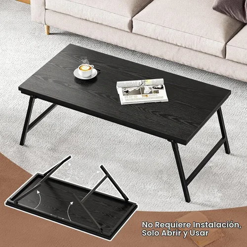 Vista 3 de ALLSTAND Mesa auxiliar plegable para espacios pequeños, pestillos para las piernas, mesa de centro plegable portátil, resistente, sin montaje, mesas