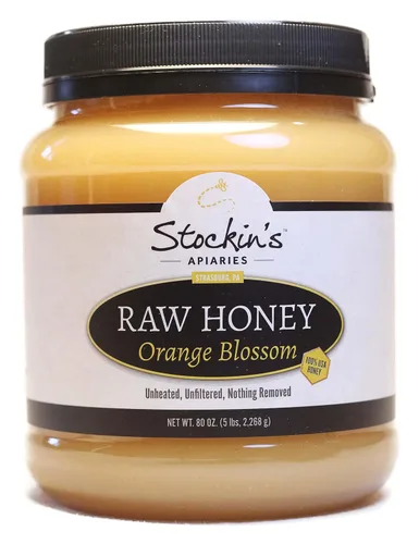 Vista 8 de Stockin's Apiaries Miel de azahar cruda, sin calentar, sin filtrar y nutritiva, 35.2 onzas.