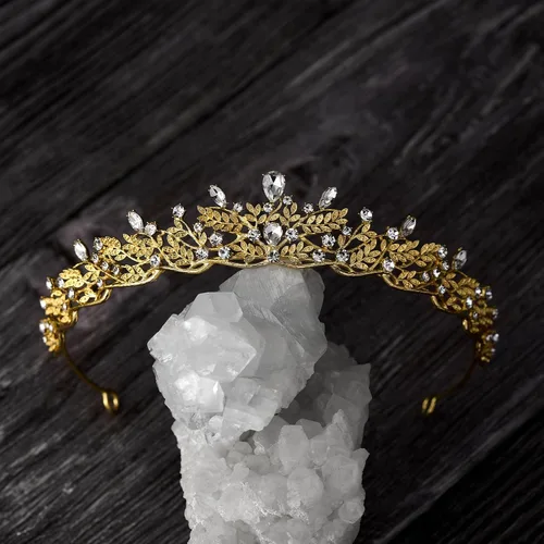 Vista 6 de SWEETV Wedding Tiaras for Women, Princess Quinceanera Crown Dorado