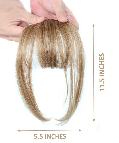 Vista 4 de Flequillo con clip para el cabello con clip, extensiones de cabello para mujer, flequillo plano y ordenado, extensión de cabello para uso diario