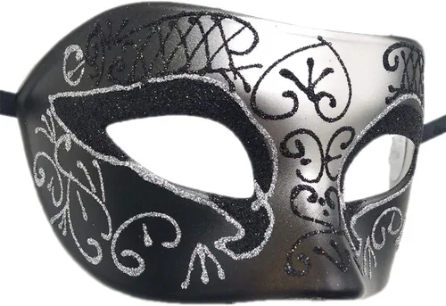 Vista 4 de Awlsyj Máscara de metal para parejas, disfraz veneciano romano de Halloween, Mardi Gras, fiesta y baile de graduación