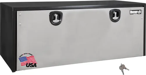 Vista 14 de Buyers Products 1703700 - Caja de almacenamiento para debajo del camión de acero negro con puerta de acero inoxidable pulido plateado, 14 x 16 x 24