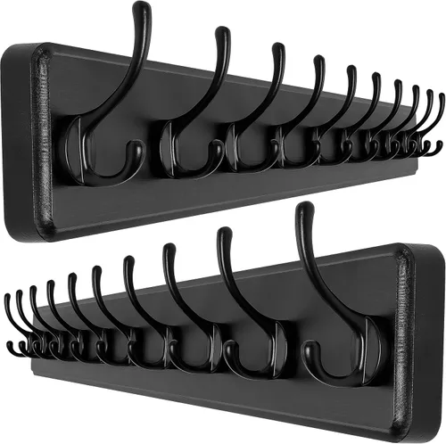 Vista 14 de SKOLOO Perchero rústico montado en la pared, perchero de madera maciza de pino, 5 ganchos para colgar ropa, batas, toallas, abrigos