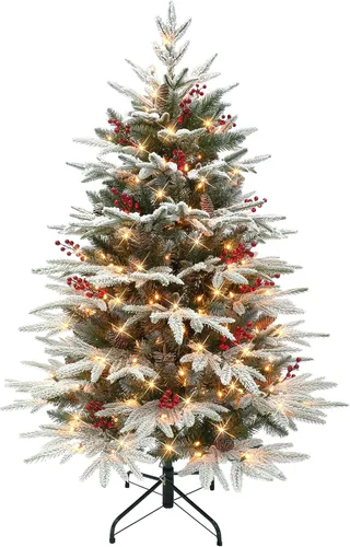 Vista 6 de Árbol de Navidad artificial de abeto Halifax preiluminado de 7.5 pies con 700 luces, color verde