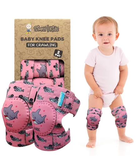 Vista 14 de Simply Kids Rodilleras para bebé (2ª generación) para gatear (2 pares), certificado CPSIA, cómodo protector de rodilla para bebés, niñas, niños