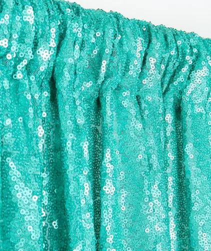 Vista 12 de ShinyBeauty Cortinas de lentejuelas 2 paneles de 2 x 8 pies, cortinas de fondo de fiesta verde azulado con purpurina para bodas, Navidad, Año Nuevo