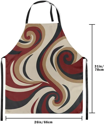 Vista 3 de Castle Fairy Delantal de cocina geométrico en espiral, moderno delantal impermeable con rayas simples para adultos (sin bolsillo), 31 x 26 pulgadas
