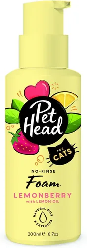 Vista 4 de Pet Head Felin' Good Cat - Espuma sin enjuague, aroma afrutado con aloe vera, champú seco para gatos malolientes, vegano, seguro para lamidas
