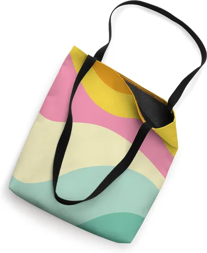 Vista 2 de Retro Waves Swirls Pastel Rainbow Wavy Stripes 70s Bolsa de mano estética