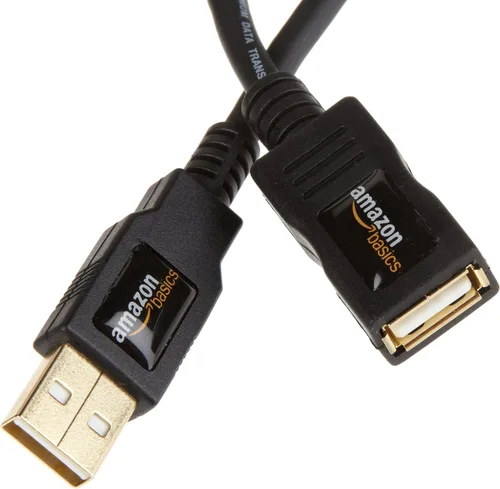 Vista 9 de Amazon Basics Cable de extensión USB-A 2.0, macho a hembra, velocidad de transferencia de 480 Mbps, 6.5 pies, color negro