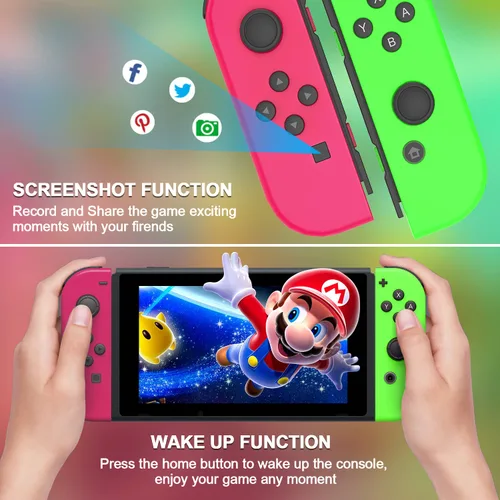 Vista 4 de OUBANG Controller for Switch Joypad, Upgraded Joypads for Switch Sports Game, LR Wireless Joy-Pad Compatible with Nintendo Switch, PinkGreen Joy