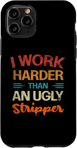 Vista 11 de Funda vintage divertida para iPhone 12 mini I Work Harder than an Ugly Stripper Sarcastic