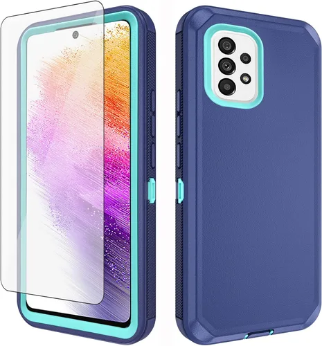 Vista 8 de Asuwish Funda de teléfono para Samsung Galaxy A73 5G 2022 con protector de pantalla de vidrio templado y cubierta para celda, híbrida, resistente, a