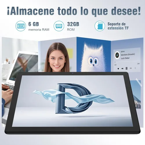 Vista 3 de DigiLand Tablet Android 15, Tablet Android de 10.1" con procesador Octa-core 6GB RAM+32GB ROM (Soporte Expand TF) Cámara frontal de 2MP/posterior