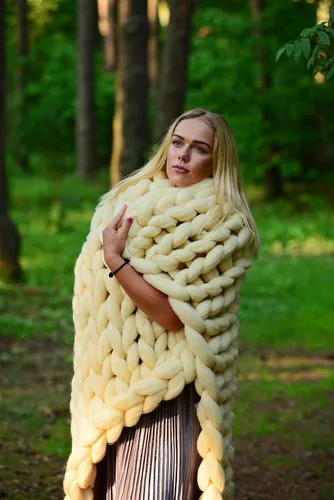 Vista 11 de Manta de punto grueso de 50 x 60 pulgadas, manta gigante tejida a mano con hilo 100% de lana merina, hecha a mano para cama, sofá, manta bohemia