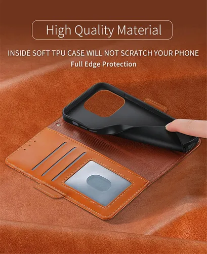 Vista 8 de Funda compatible con Xiaomi Poco X3 GT, tarjetero, compatible con Redmi Note 10 Pro (China) 5G de piel sintética con cierre magnético, color marrón