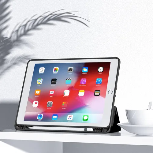 Vista 7 de Funda compatible con iPad de 9ª/8ª/7ª generación, para iPad de 10.2 pulgadas con soporte para lápiz, funda inteligente con soporte de TPU