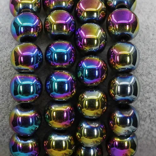 Vista 2 de Amandastone Pulsera elástica de cuentas redondas de 0.394 in con piedras preciosas naturales de 7 pulgadas