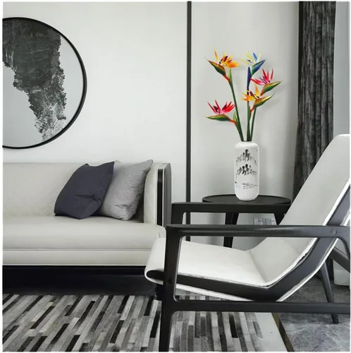 Vista 7 de Flor artificial de pájaro del paraíso artificial Strelitzia Reginae planta de seda artificial para oficina en casa, 1 unidad (azul)