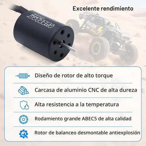 Vista 2 de SurpassHobby 2430 5800KV Motor sin escobillas de alta velocidad impermeable de eje de 2mm y para coches y camiones de control remoto 1/16 1/18