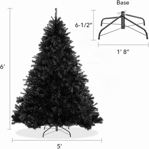 Vista 4 de Árbol de Navidad artificial Casafield de abeto negro de 6 pies con soporte de metal resistente