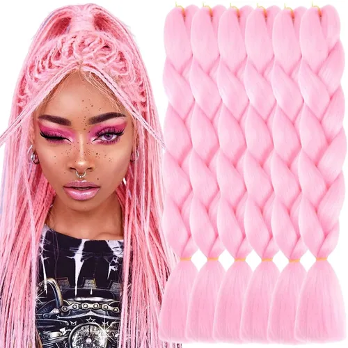 Vista 30 de 3 paquetes de extensiones de cabello sintético para trenzar de color negro a azul, tamaño jumbo ombré, de 24 pulgadas o trenzas de ganchillo