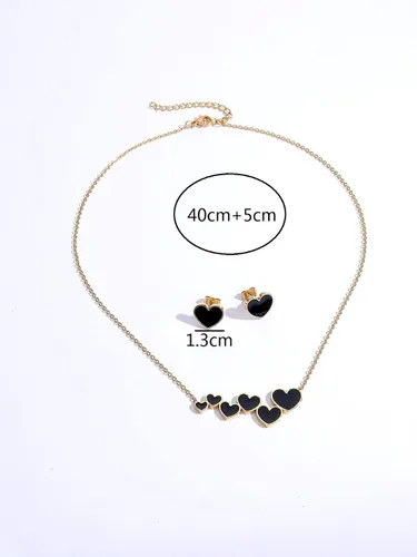 Vista 3 de Conjuntos de joyas para mujer 2022 chapados en oro de 18 quilates, aretes y collar con forma de corazón (talla única)