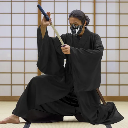 Vista 4 de Chicingyou - Disfraz de Samurai de Halloween de 2 piezas, máscara