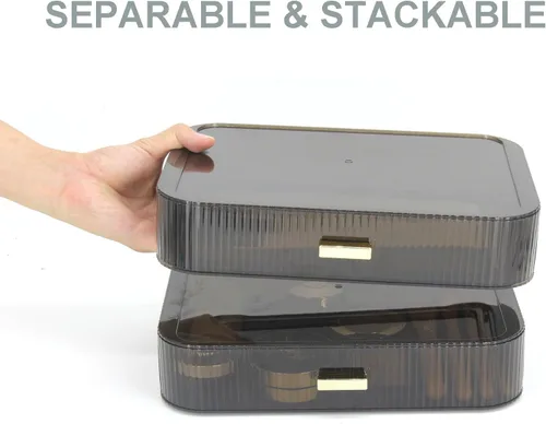 Vista 2 de Organizador de maquillaje con cajones apilables, organizadores y almacenamiento para tocador de baño, ideal para cosméticos, cuidado de la piel