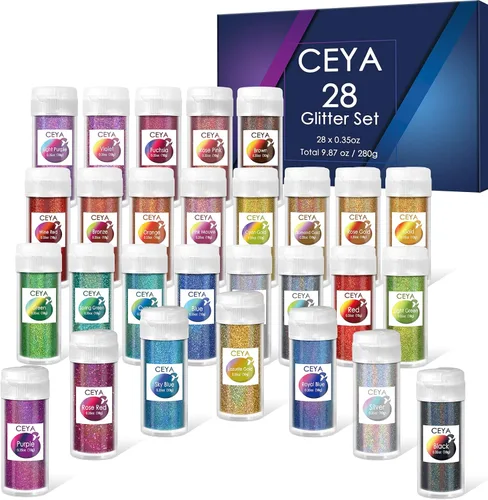 Vista 35 de Ceya - Polvo de purpurina holográfica ultra fina, 1.1 LB/17.63 OZ, color negro láser, 1/128' 0.008' 0.2mm, en masa para manualidades, resina, vasos