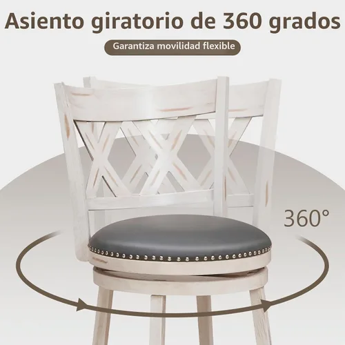 Vista 5 de COSTWAY Juego de 2 taburetes de bar para isla de cocina, taburetes giratorios de altura de mostrador sin brazos de 25.5 pulgadas con asiento