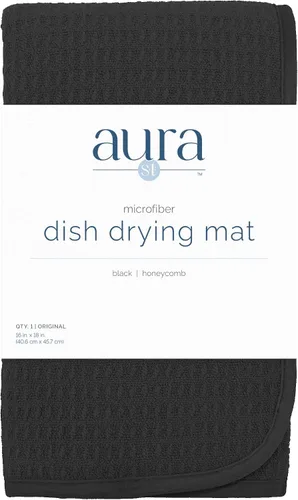 Vista 9 de S&T INC. Tapete de microfibra para secado de platos, reversible y absorbente para cocina, de 16 x 18 pulgadas, color negro