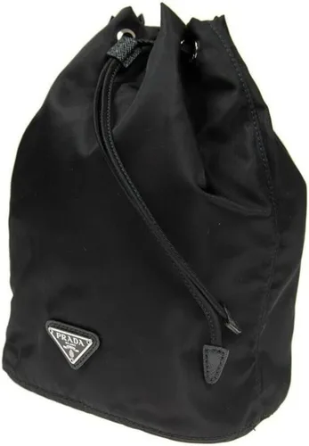 Vista 4 de Prada Bolsa con cordón de nailon y cuero negro 1NA369, Negro