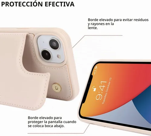 Vista 6 de iCoverCase Compatible con iPhone 13 Funda de Teléfono con Portarjetas, Funda Billetera para Mujeres y Hombres Bloqueo RFID Funda Protectora de Cuero