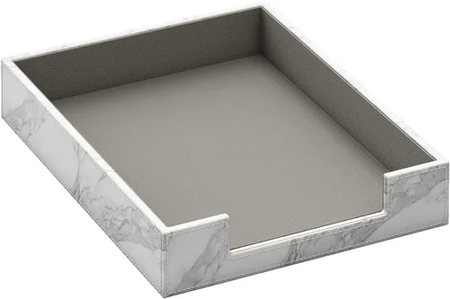 Vista 8 de Bandeja de cartas de cuero, organizador de escritorio elegante THIPOTEN para suministros de oficina, correo, papel, archivo, revista, organización