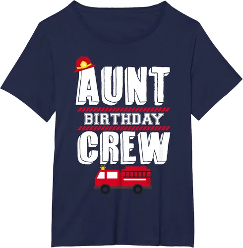 Vista 22 de Aunt Birthday Crew Fire Truck Fireman - Camiseta para fiesta de acogida, Negro, S