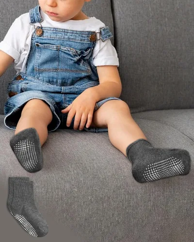 Vista 5 de BOOPH Calcetines antideslizantes para bebés, niños y niñas, con agarres, 12 pares