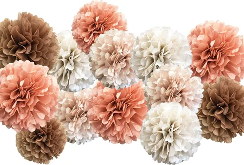 Vista 7 de 20 pompones de papel de seda – Decoraciones colgantes de papel de seda flores para novia, boda, despedida de soltera, cumpleaños, fiesta