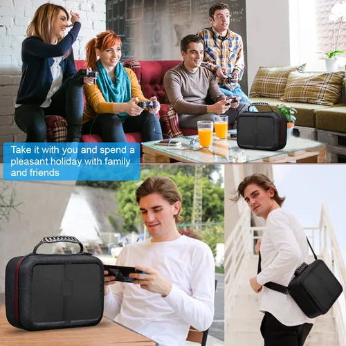 Vista 6 de Large Carrying Storage Case for Nintendo Switch, Portable Travel Hard Shell Messenger Bag for Switch Console, Pro Controller, Switch Dock, Soft