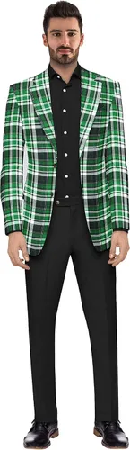 Vista 3 de Blazer a cuadros para hombre, 2 botones, ligero, ajuste regular, a cuadros, chaqueta deportiva, chaqueta de vestir casual para uso diario, abrigo