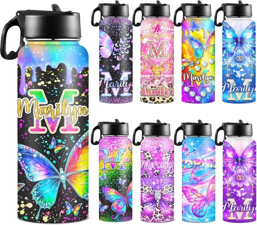 Vista 16 de Botella de agua personalizada con foto, botella de agua deportiva de acero inoxidable con imagen personalizada para niños, hombres y mujeres