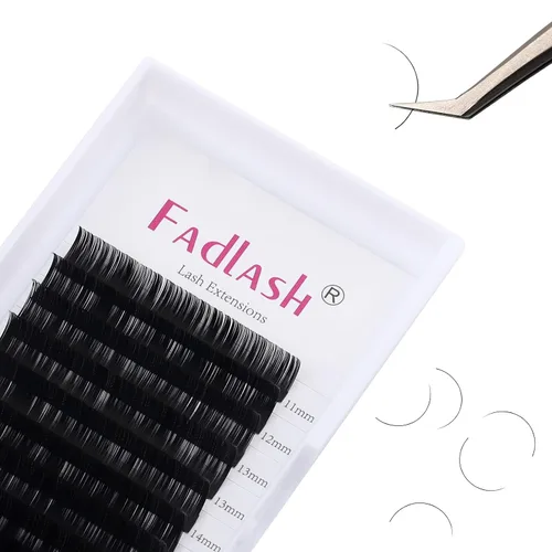 Vista 55 de Extensiones de pestañas de volumen regular, bandeja mixta, 0.03 mm, rizo B, 8-14 mm, de visón premium y seda, volumen de pestañas, suaves, mate