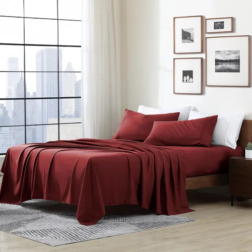 Vista 33 de Cathay Home Essentials Juego de sábanas de microfibra ultra suave, hipoalergénicas, resistentes a las arrugas, doble cepillado, color aguamarina