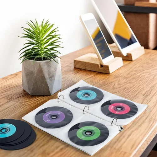 Vista 7 de LIOVODE Páginas para carpetas de CD, hojas de repuesto para carpetas de 3