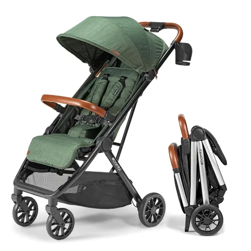 Vista 12 de Bombi Bēbee V2 Cochecito de Bebé Ligero - Cuero Vegano Premium, Plegado con Una Mano, Reclinación Infinita, Marco de Aluminio Grado Aeronáutico